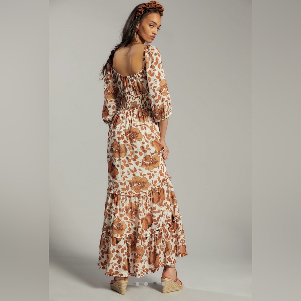 Antropologie Floral Puff Sleeve Dress with Bow Detail MP - Picture 4 of 4